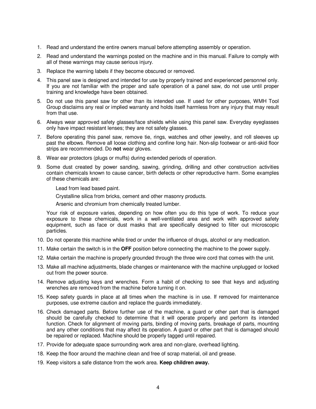 Powermatic 511 operating instructions 