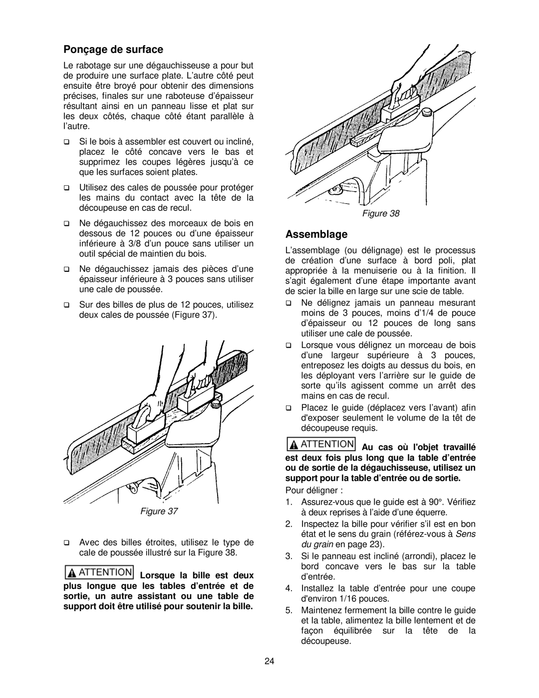 Powermatic 54A, 54HH operating instructions Ponçage de surface, Assemblage 