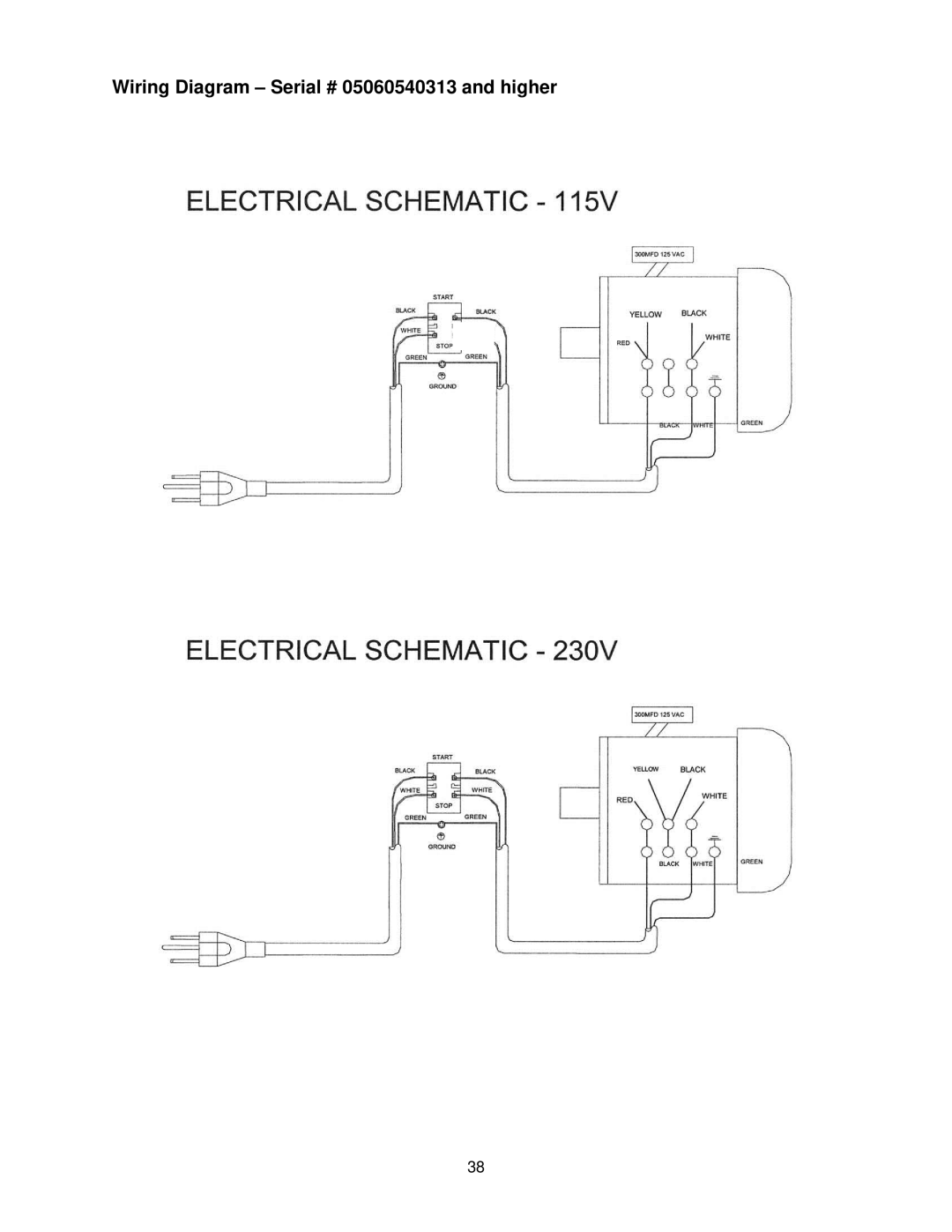 Powermatic 54A, 54HH operating instructions Wiring Diagram Serial # 05060540313 and higher 