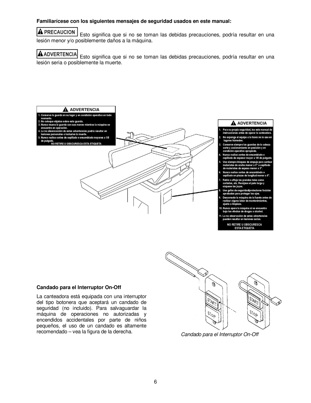 Powermatic 54A, 54HH operating instructions Candado para el Interruptor On-Off 