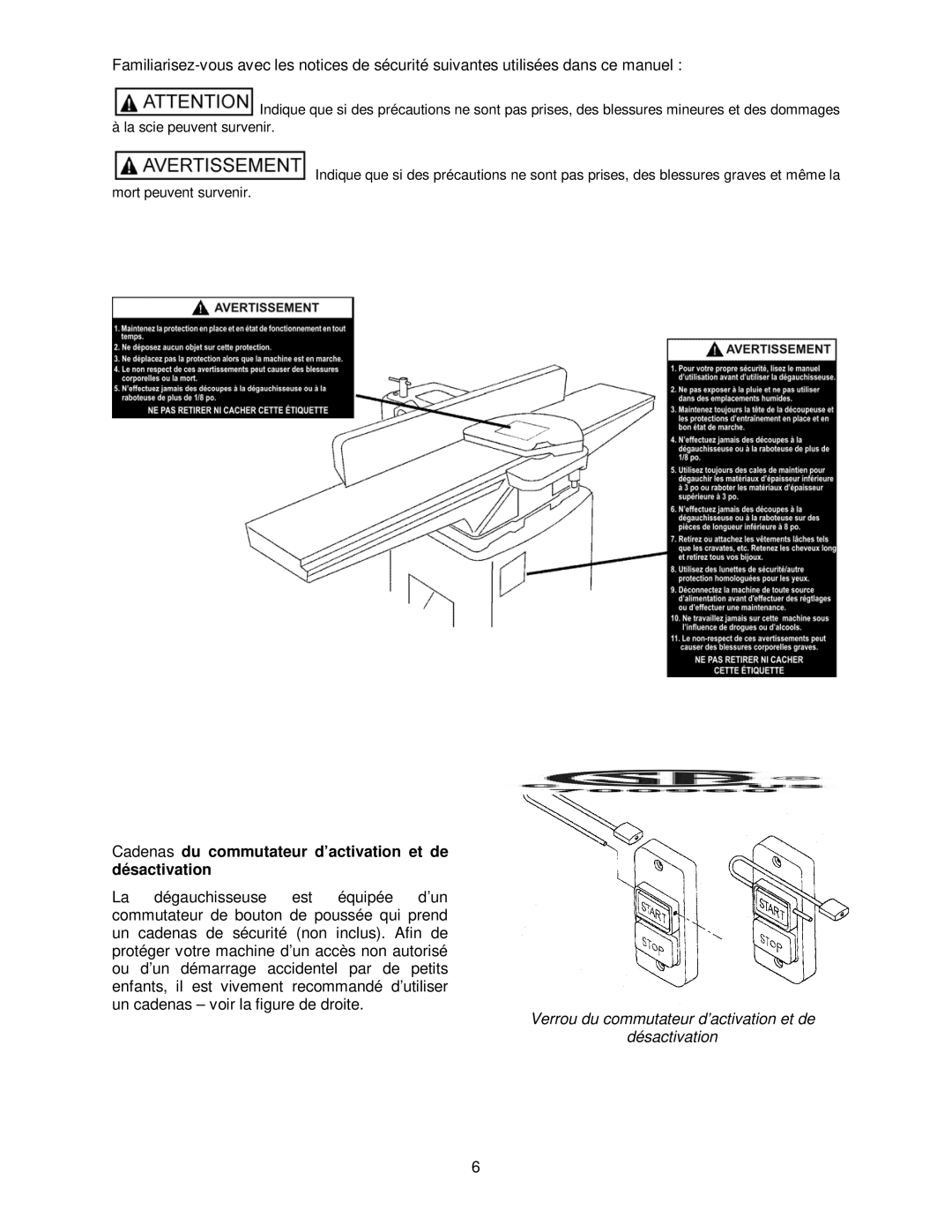 Powermatic 54A, 54HH operating instructions Cadenas du commutateur d’activation et de désactivation 