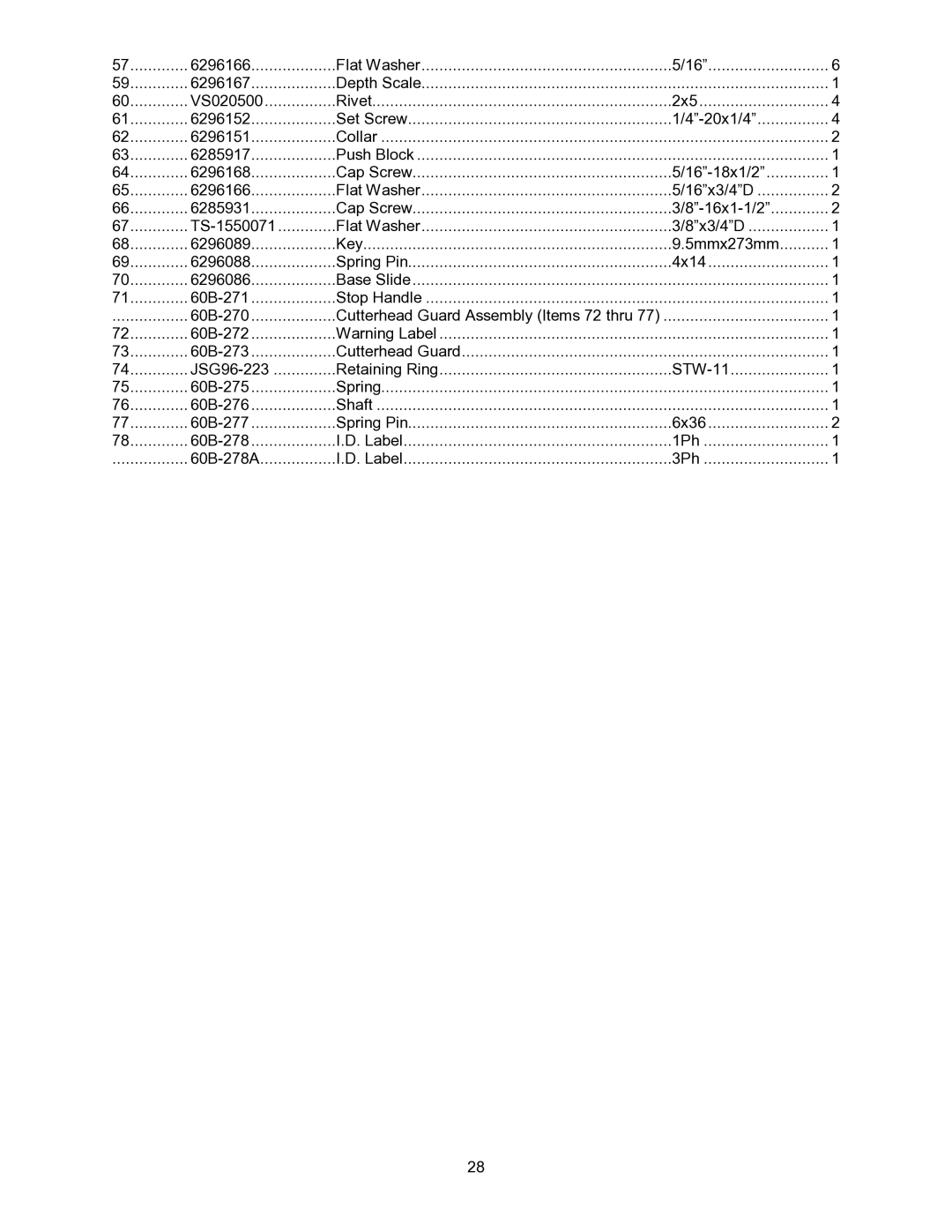 Powermatic 60B operating instructions 6296166 