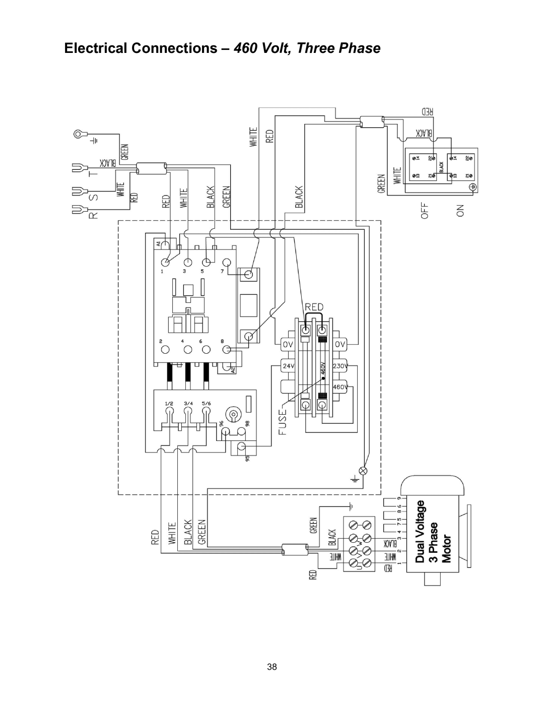 Powermatic 60B operating instructions Electrical Connections 460 Volt, Three Phase 