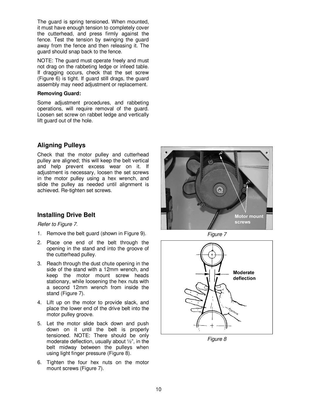 Powermatic 60C, 60HH operating instructions Aligning Pulleys, Installing Drive Belt, Removing Guard 