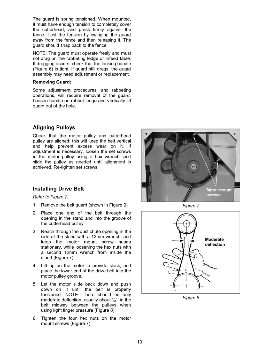 Powermatic 60C, 60HH operating instructions Aligning Pulleys, Installing Drive Belt, Removing Guard 