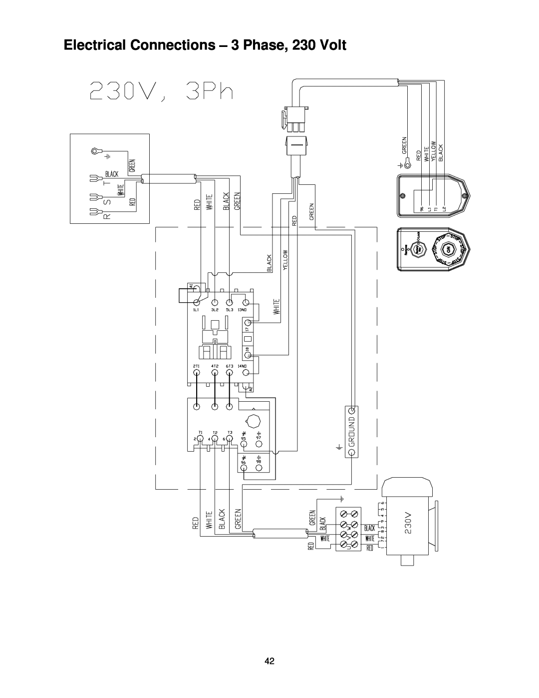 Powermatic 60C, 60HH operating instructions Electrical Connections - 3 Phase, 230 Volt 