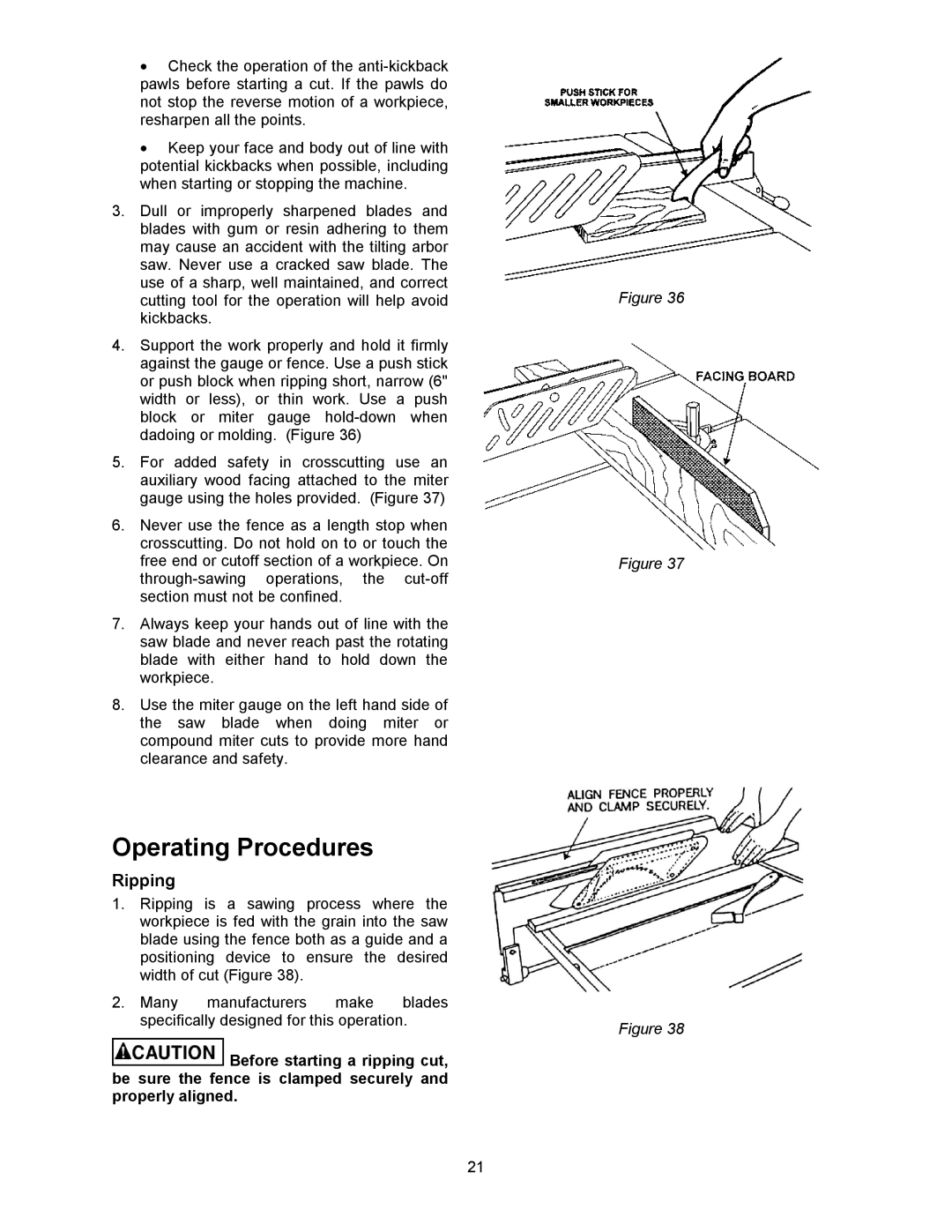 Powermatic 1791228K, 64A operating instructions Operating Procedures, Ripping 