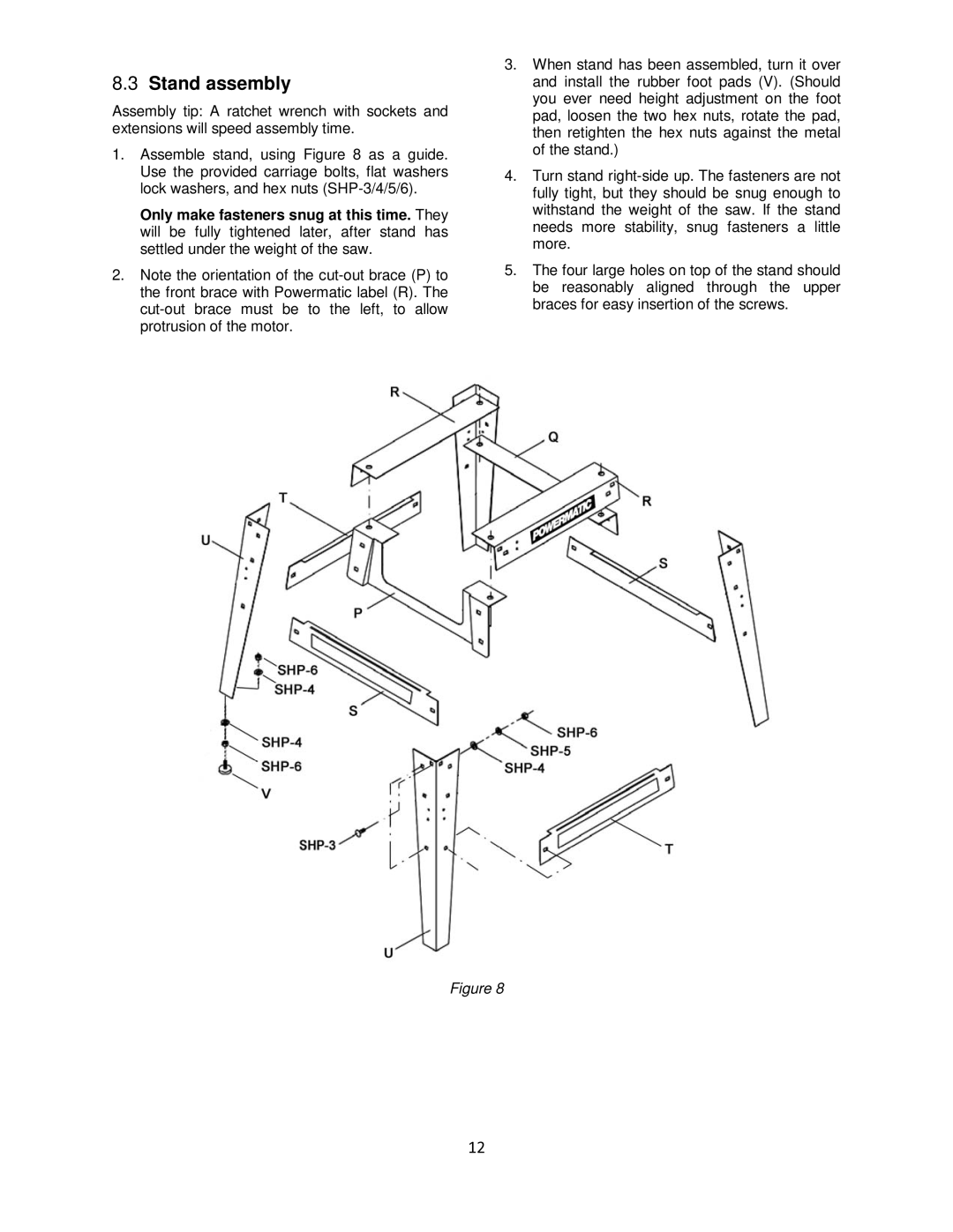 Powermatic 64B operating instructions Stand assembly 