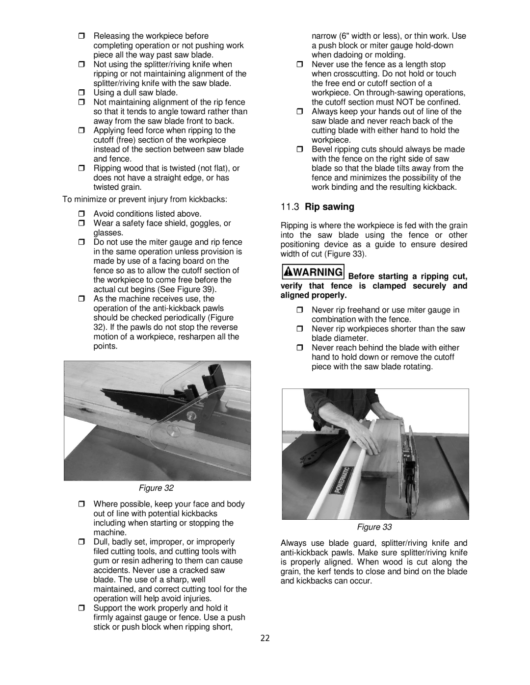 Powermatic 64B operating instructions Rip sawing 