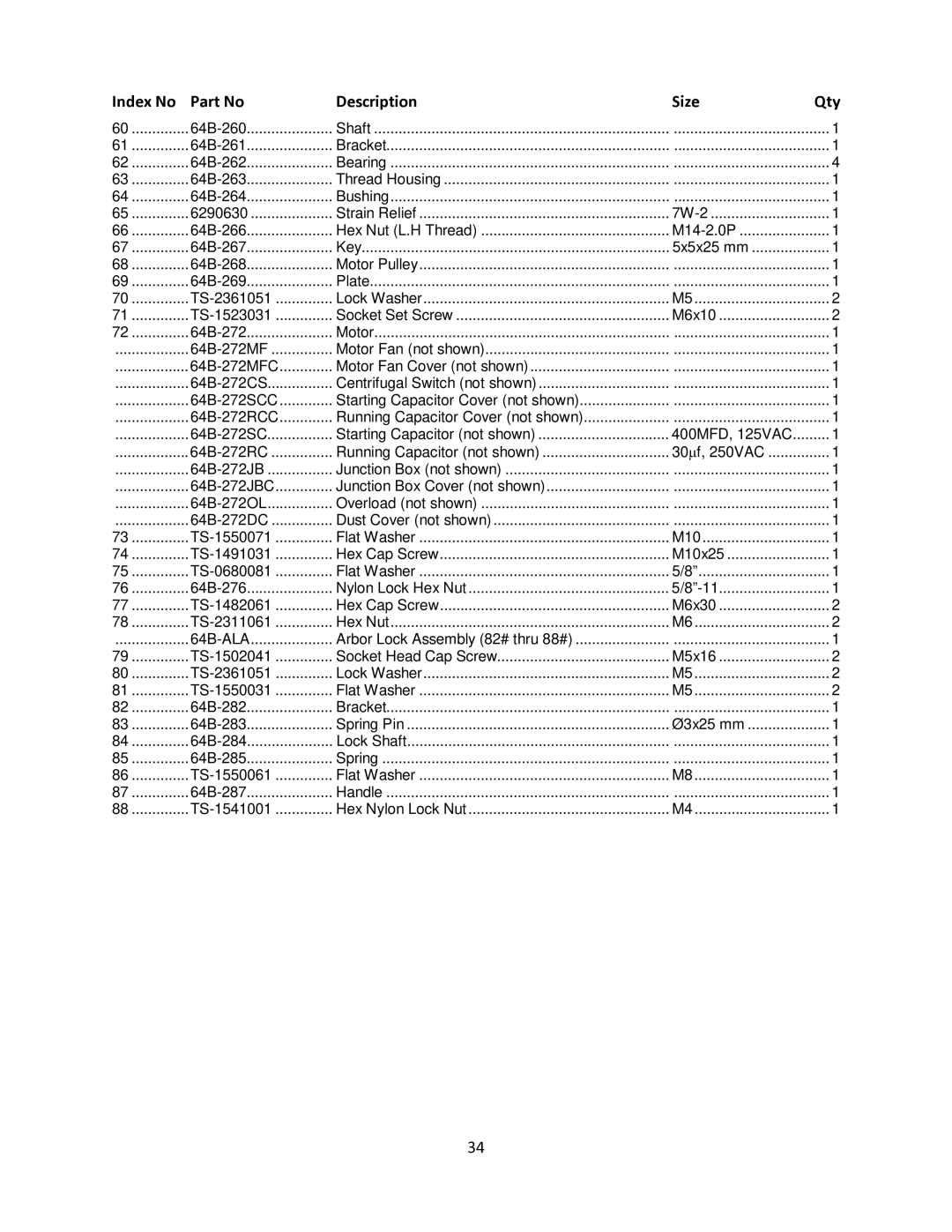 Powermatic operating instructions 64B-ALA 