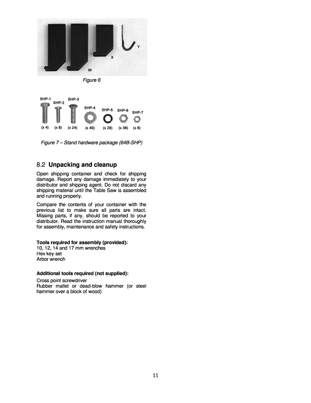 Powermatic 64B operating instructions Unpacking and cleanup, Additional tools required not supplied 