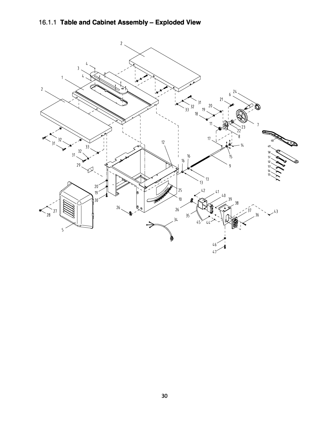 Powermatic 64B operating instructions Table and Cabinet Assembly - Exploded View 