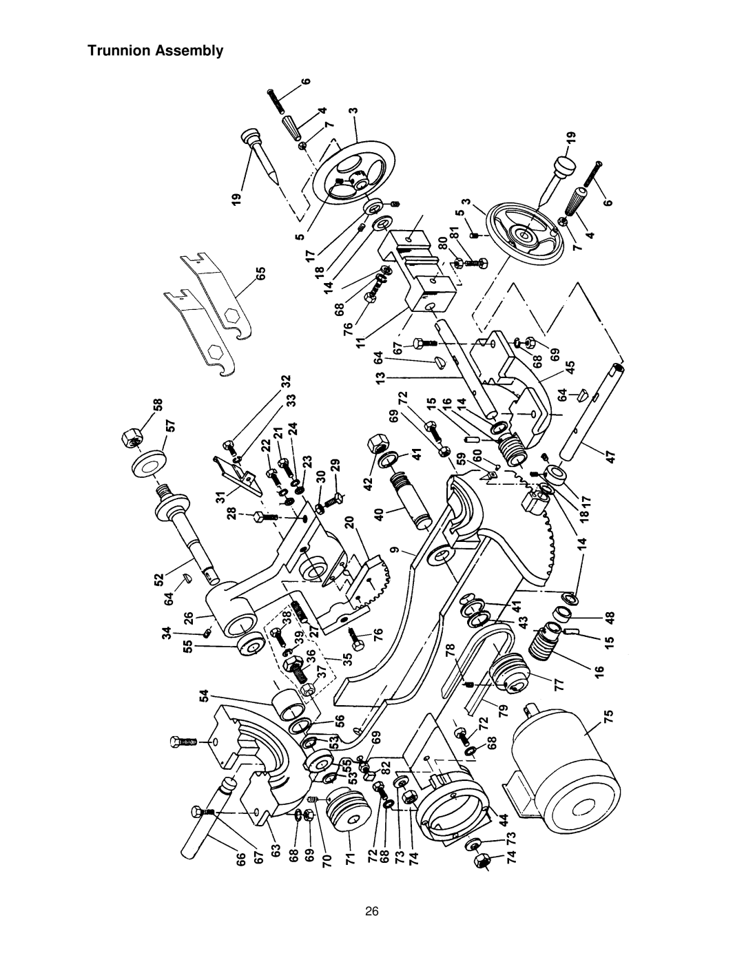 Powermatic 66 operating instructions Trunnion Assembly 