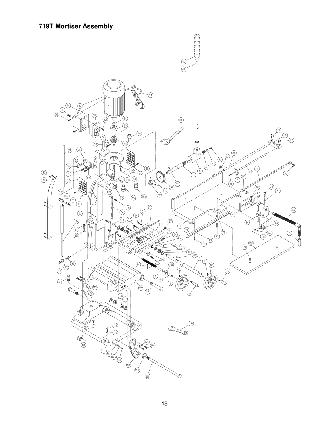 Powermatic operating instructions 719T Mortiser Assembly 