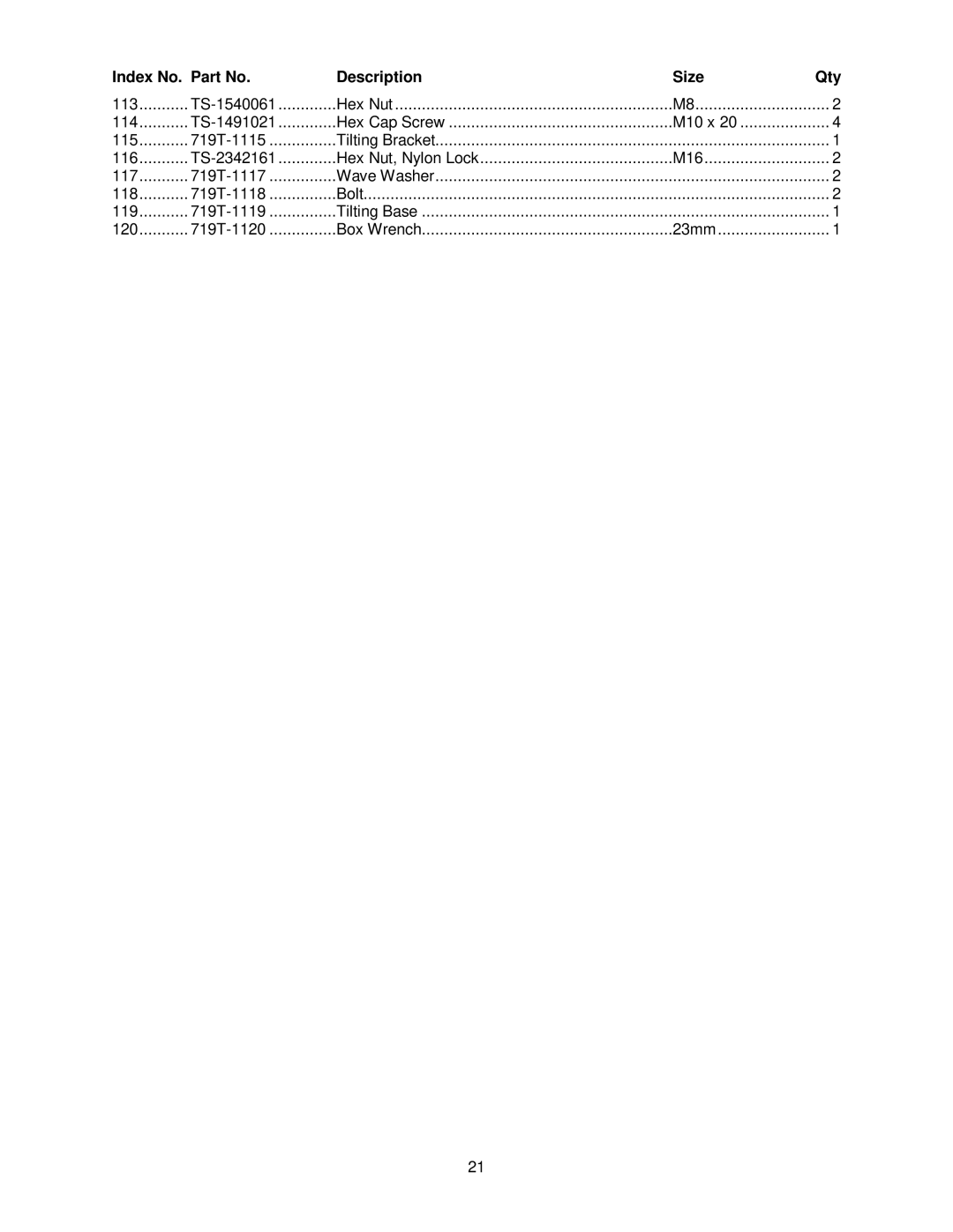 Powermatic 719T operating instructions 113 TS-1540061 