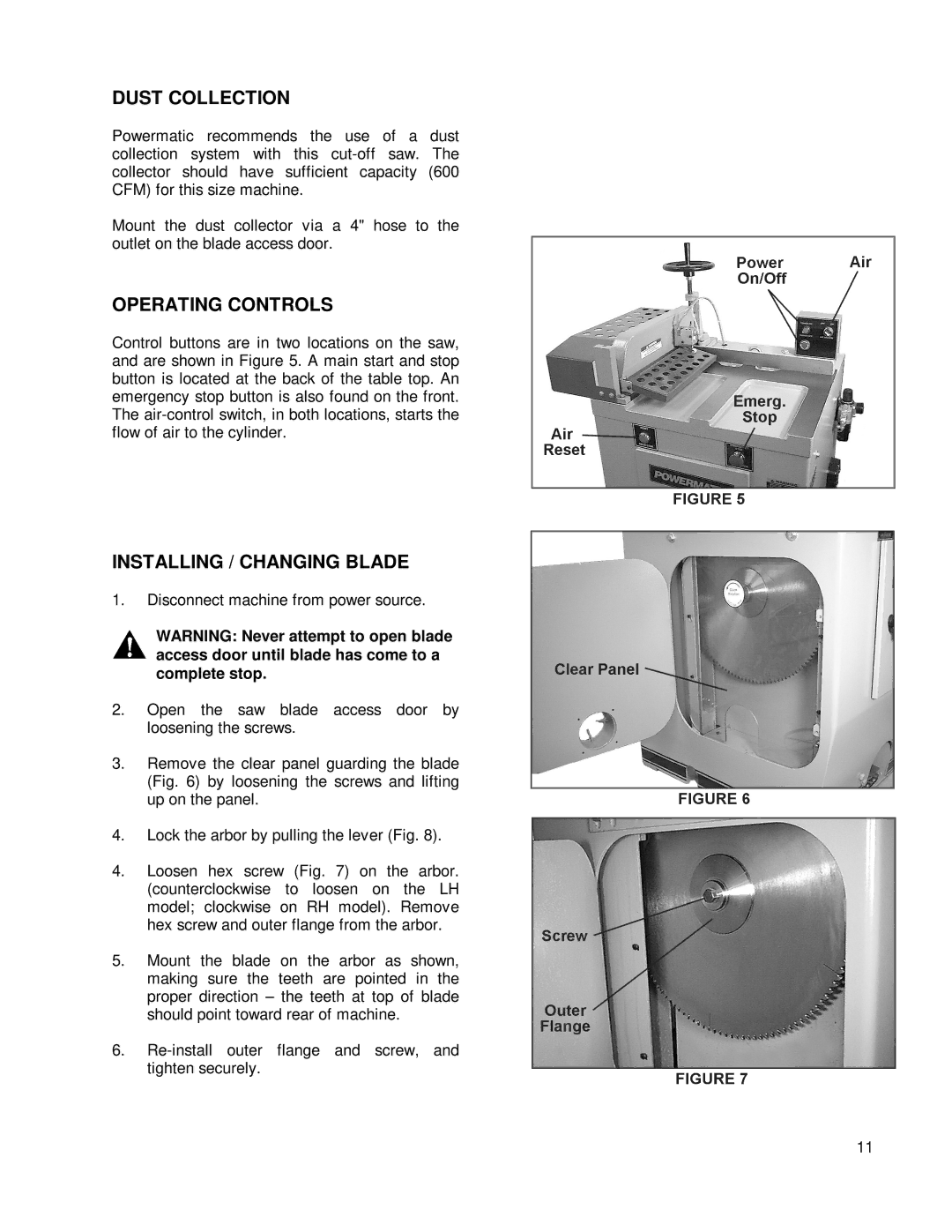 Powermatic COS18 owner manual Dust Collection 