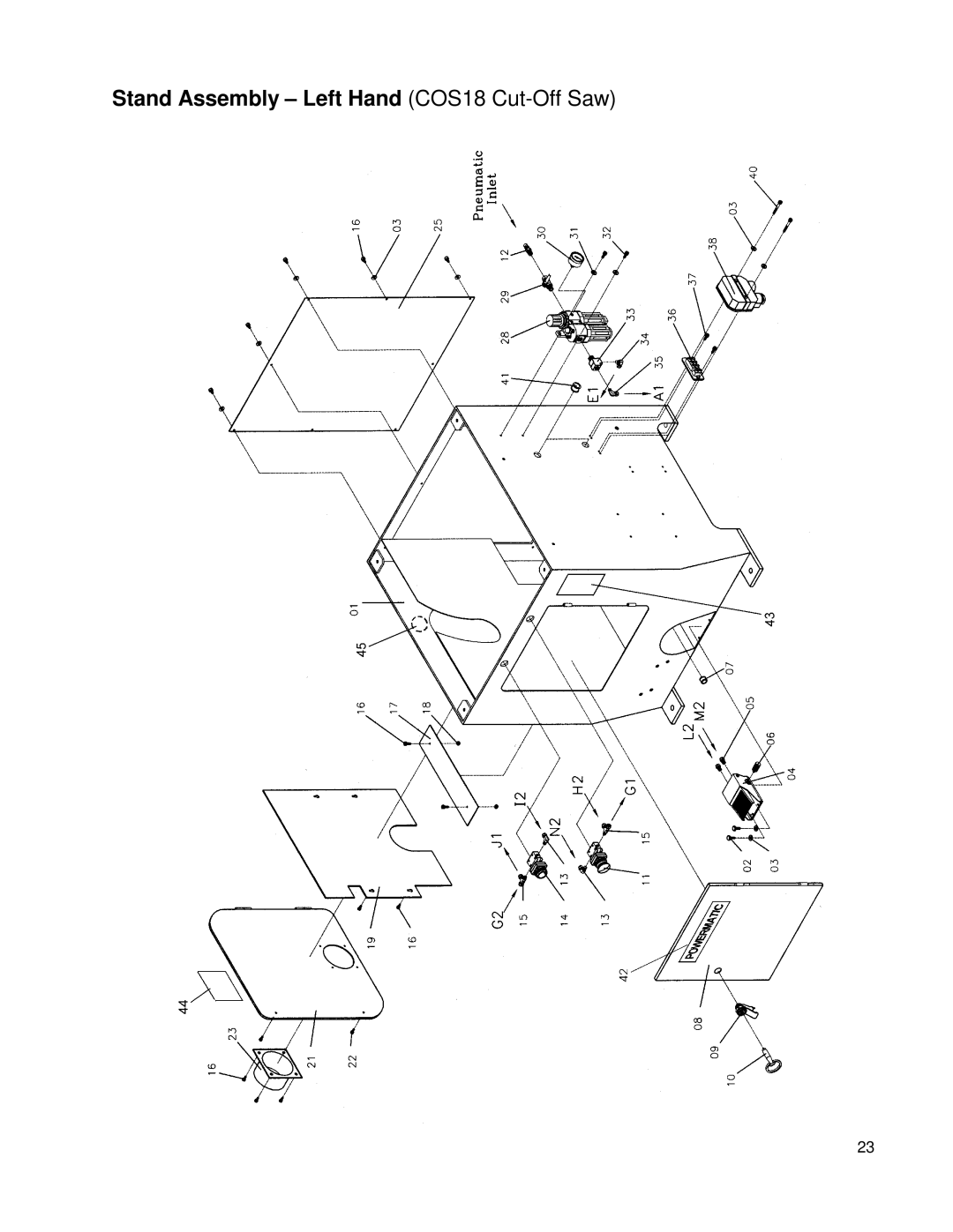 Powermatic owner manual Stand Assembly Left Hand COS18 Cut-Off Saw 
