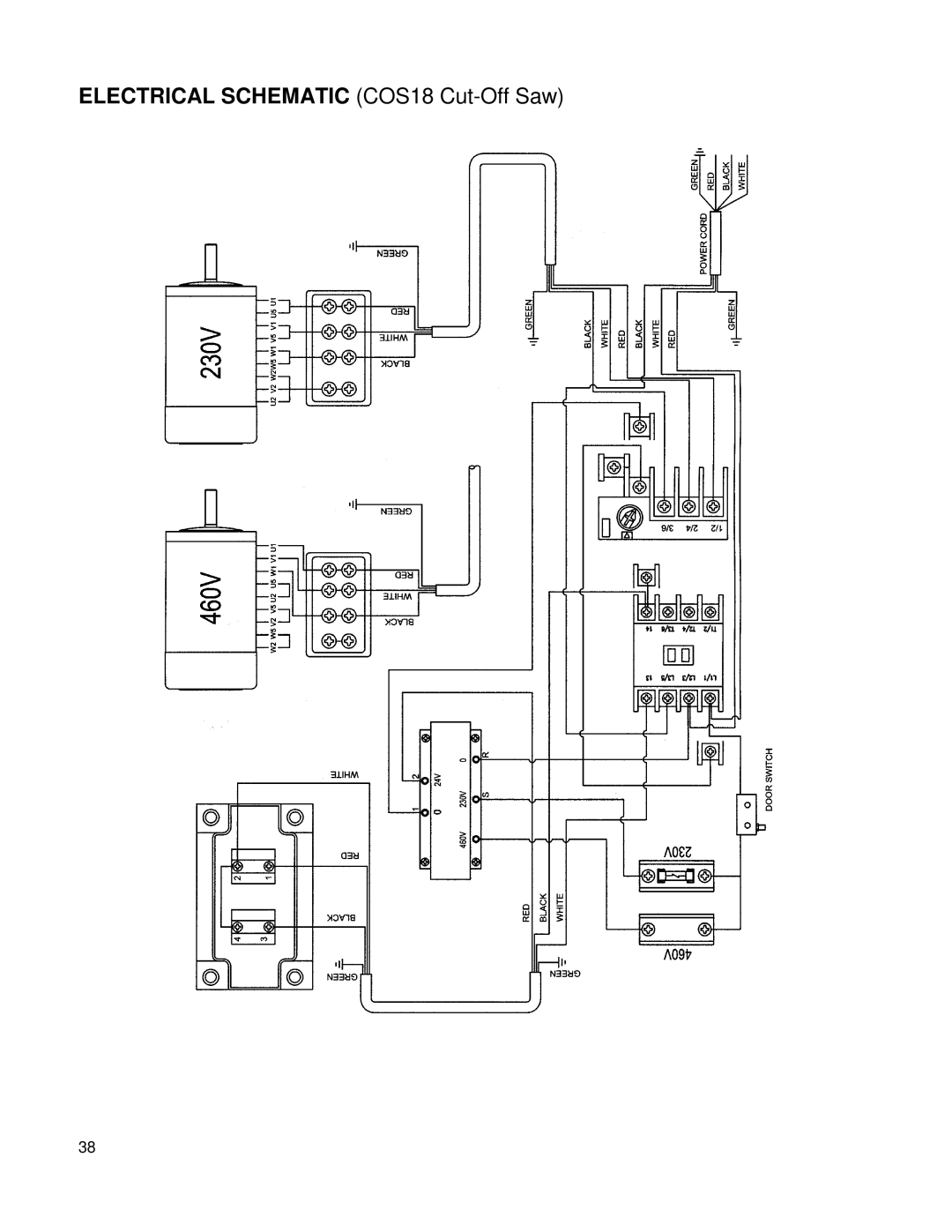 Powermatic owner manual Electrical Schematic COS18 Cut-Off Saw 