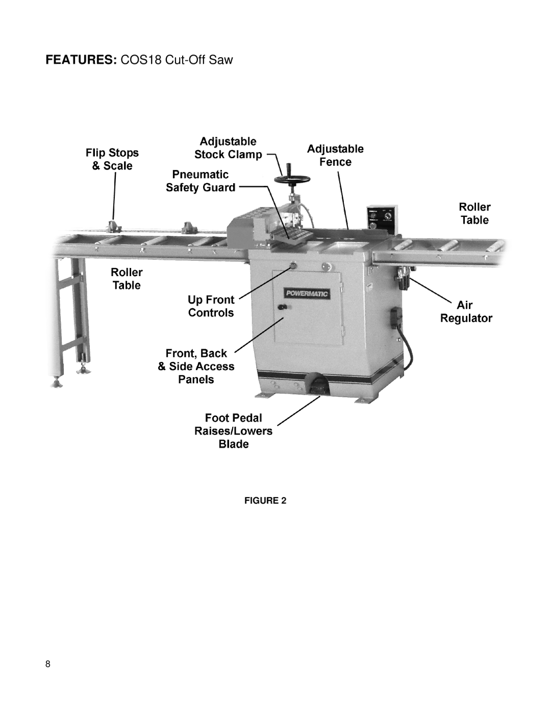 Powermatic owner manual Features COS18 Cut-Off Saw 