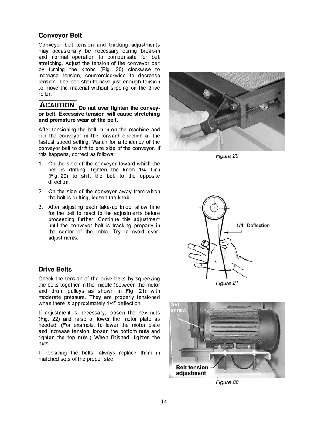 Powermatic DDS-237, DDS-225 operating instructions Conveyor Belt, Drive Belts 