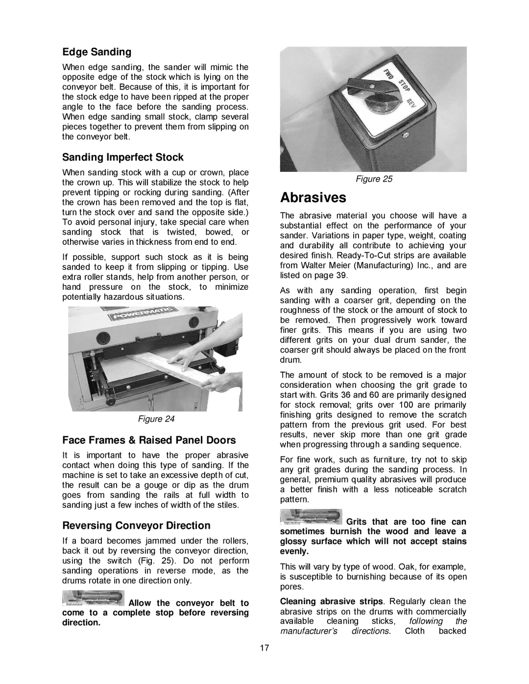 Powermatic DDS-225, DDS-237 Abrasives, Edge Sanding, Sanding Imperfect Stock, Face Frames & Raised Panel Doors 