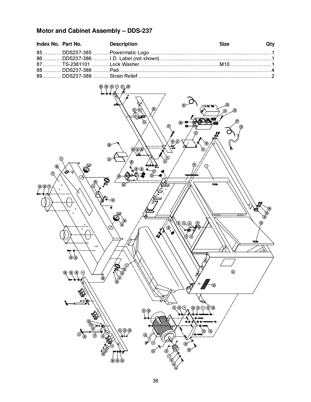 Powermatic DDS-237, DDS-225 operating instructions DDS237-385 