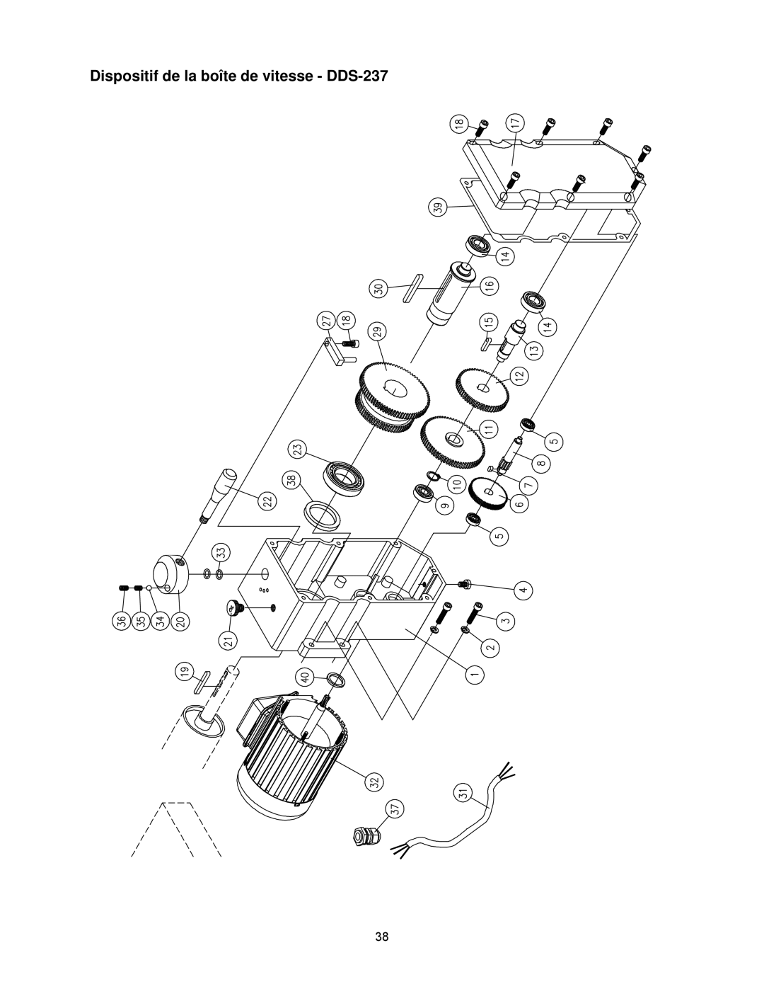 Powermatic DDS-225 operating instructions Dispositif de la boîte de vitesse DDS-237 