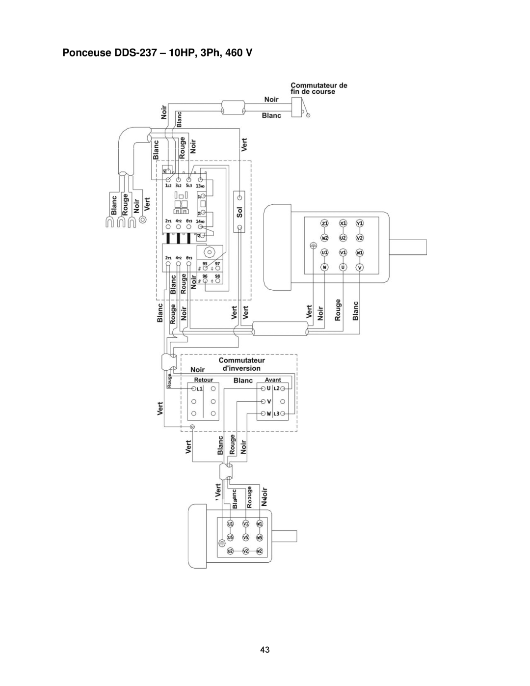 Powermatic DDS-225 operating instructions Ponceuse DDS-237 10HP, 3Ph, 460 