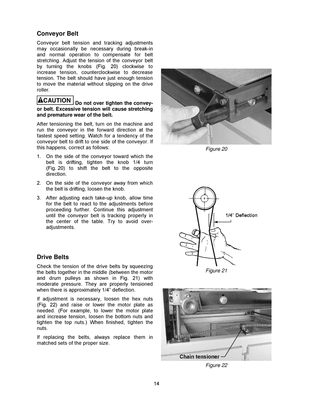 Powermatic DDS-237, DDS-225 operating instructions Conveyor Belt, Drive Belts 