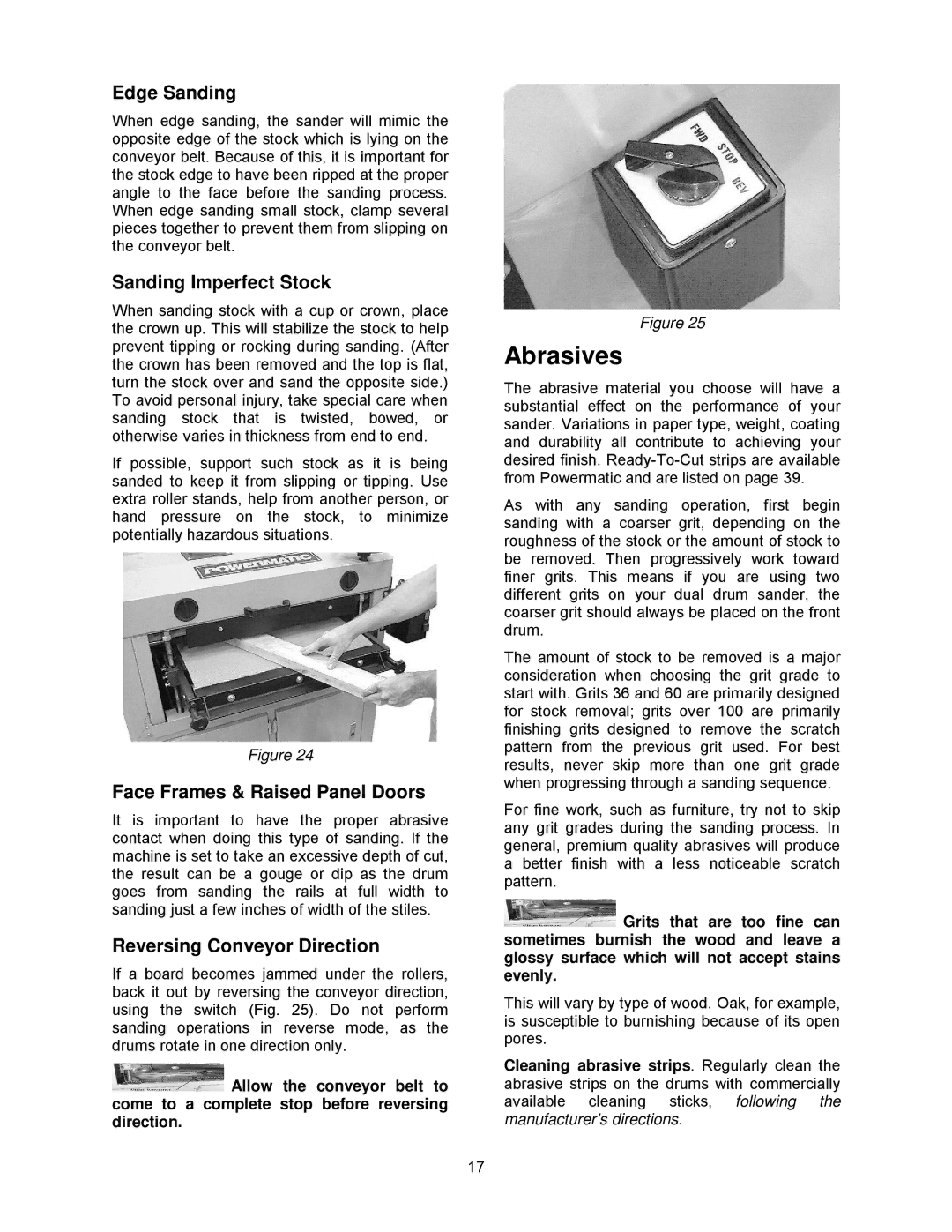 Powermatic DDS-225, DDS-237 Abrasives, Edge Sanding, Sanding Imperfect Stock, Face Frames & Raised Panel Doors 