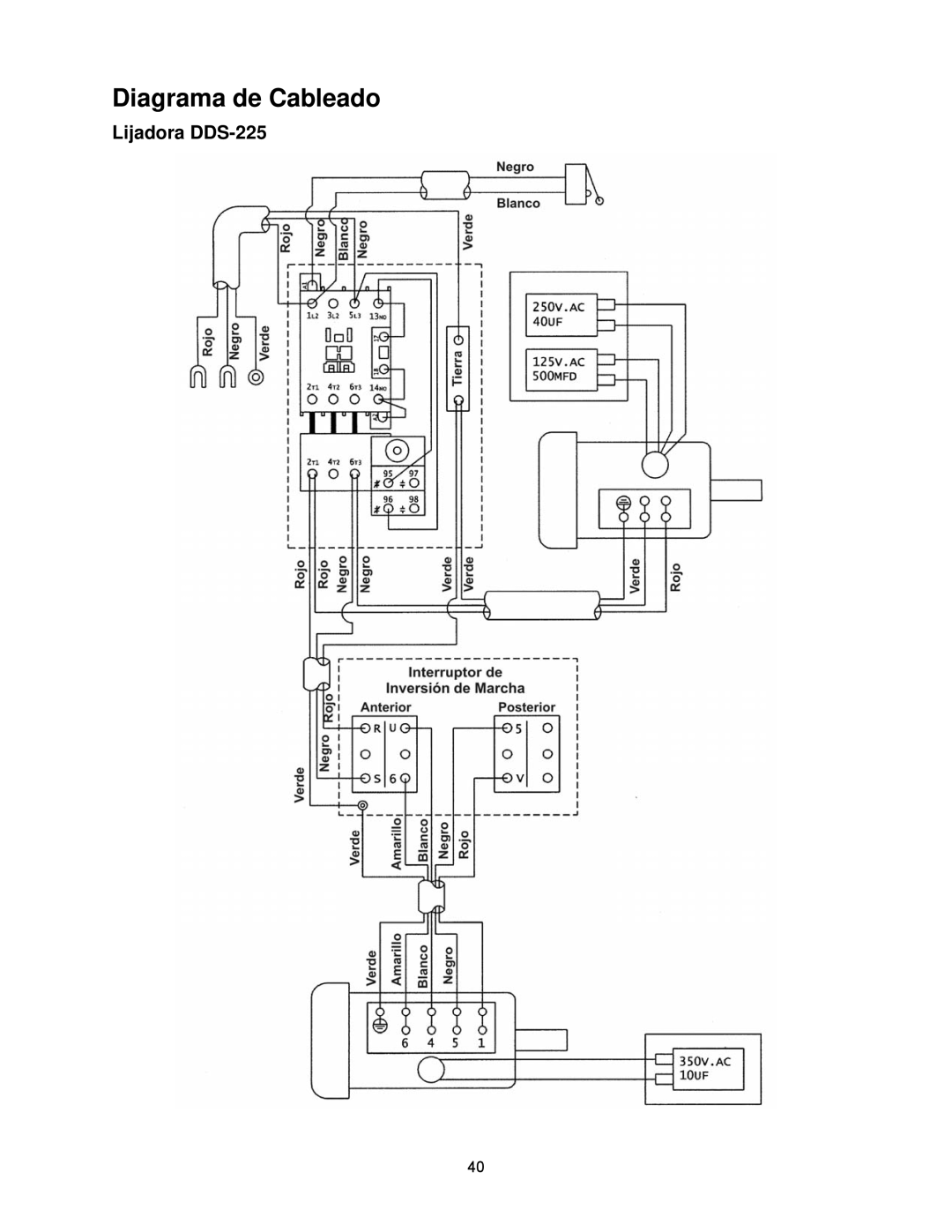 Powermatic DDS-237 operating instructions Diagrama de Cableado, Lijadora DDS-225 