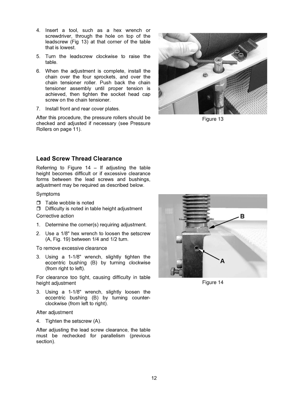 Powermatic DDS-237, DDS-225 operating instructions Lead Screw Thread Clearance, Corrective action 