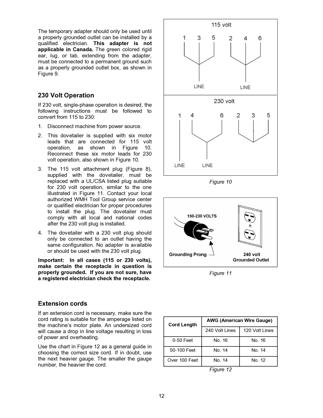 Powermatic DT45 operating instructions Extension cords 