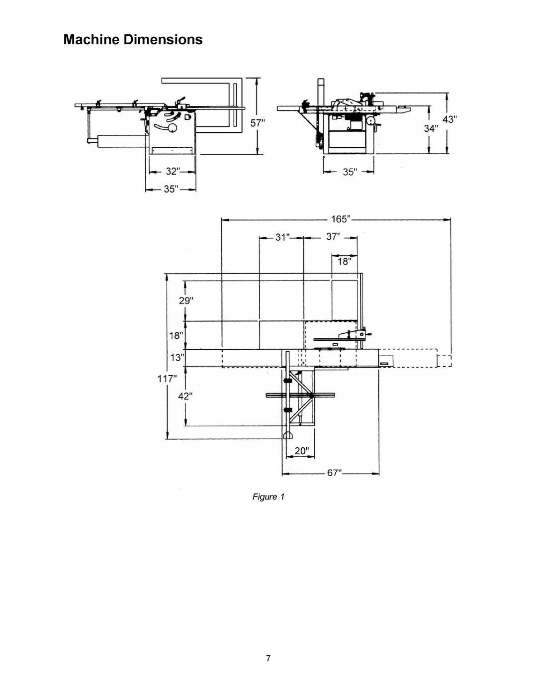 Powermatic HPS67 operating instructions Machine Dimensions 