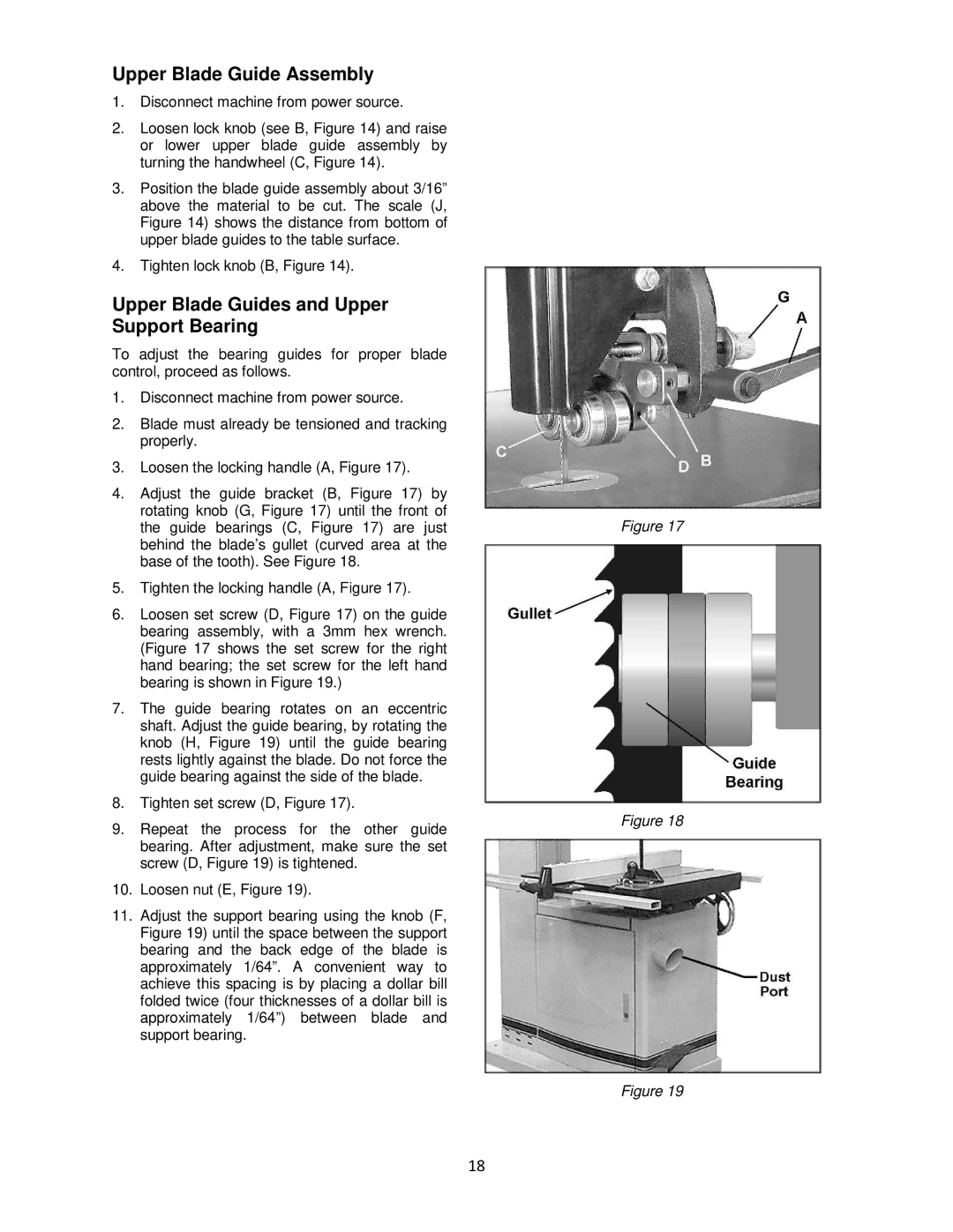 Powermatic M-1791257 operating instructions Upper Blade Guide Assembly, Upper Blade Guides and Upper Support Bearing 