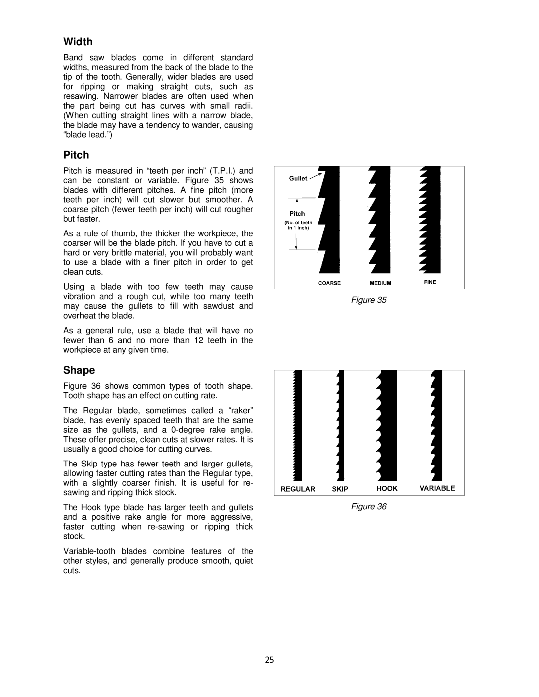 Powermatic M-1791257 operating instructions Width, Pitch, Shape 