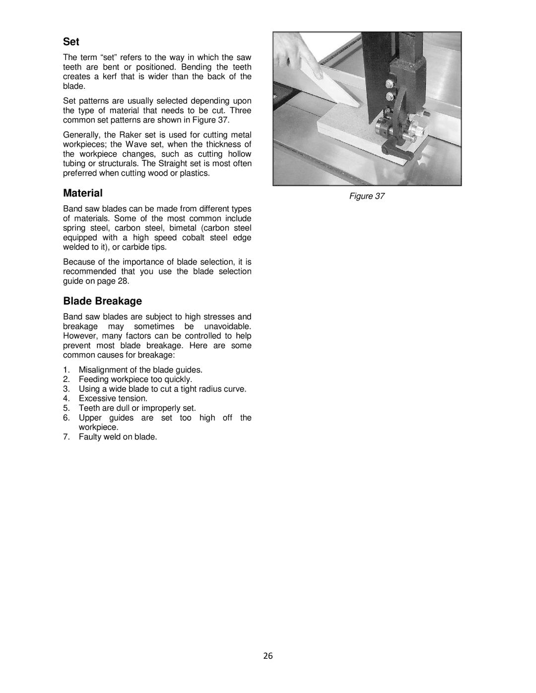 Powermatic M-1791257 operating instructions Set, Material 