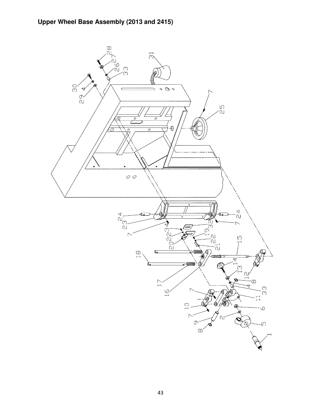 Powermatic M-1791257 operating instructions Upper Wheel Base Assembly 2013 