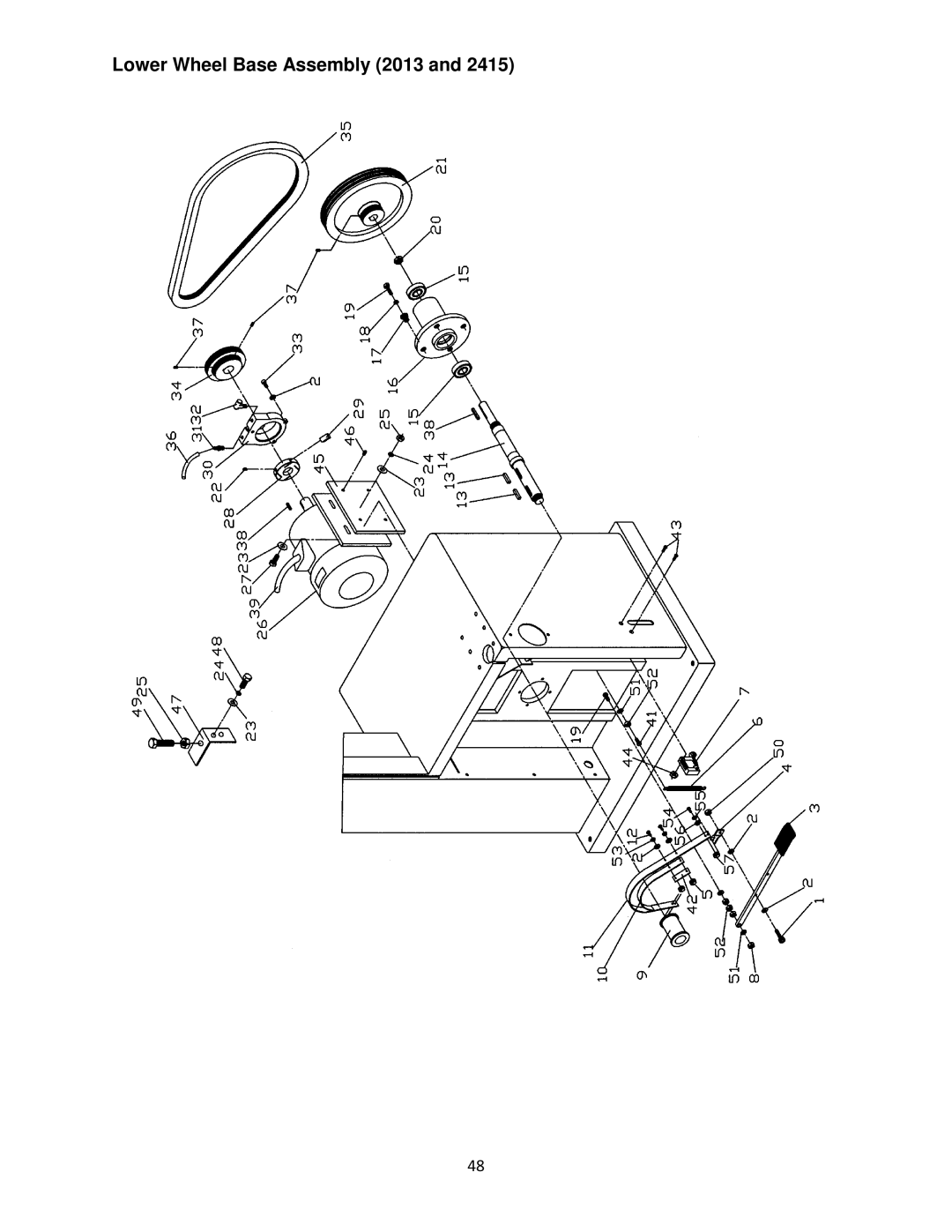 Powermatic M-1791257 operating instructions Lower Wheel Base Assembly 2013 