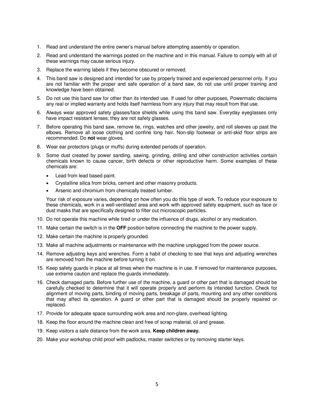 Powermatic M-1791257 operating instructions 