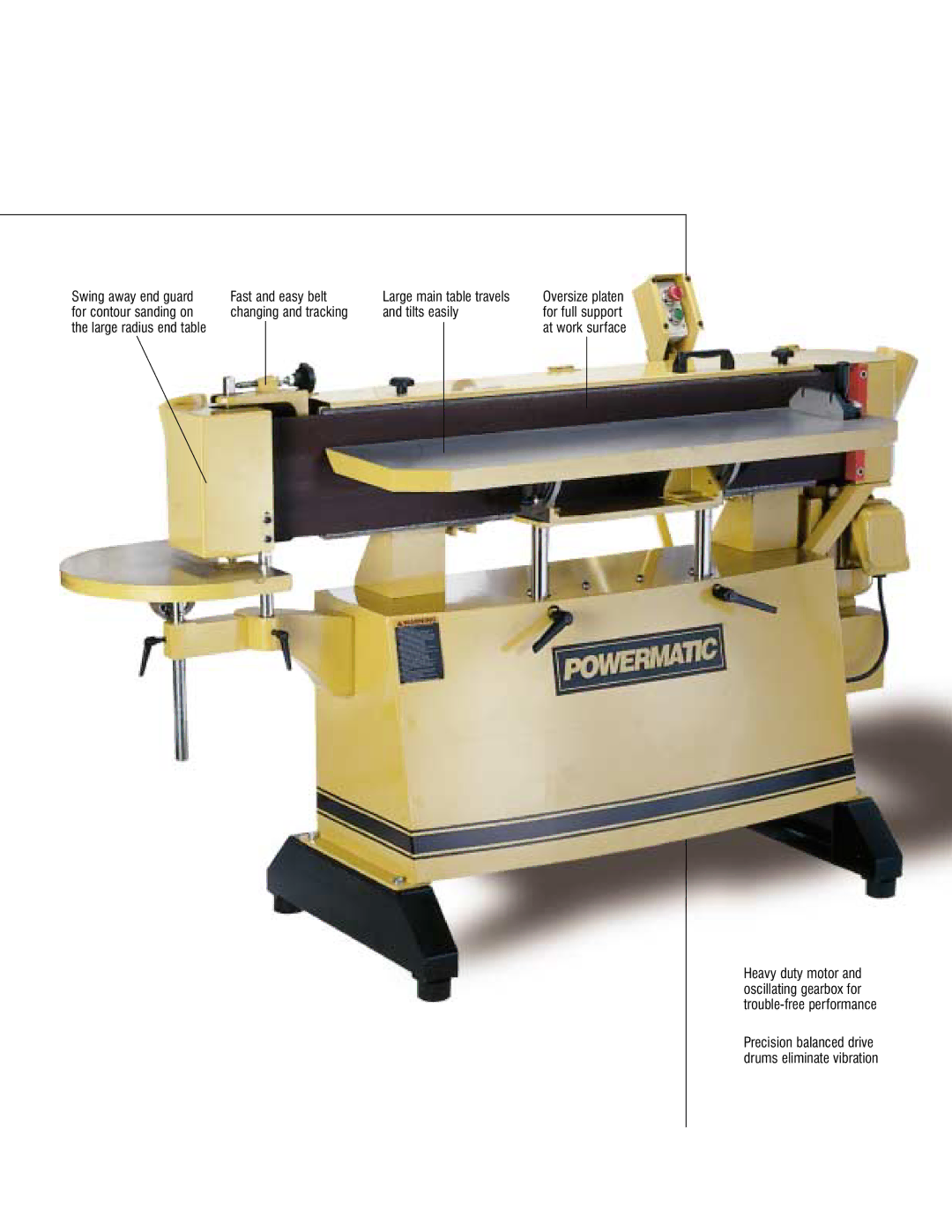 Powermatic OES9138 manual For contour sanding on Changing and tracking Tilts easily 