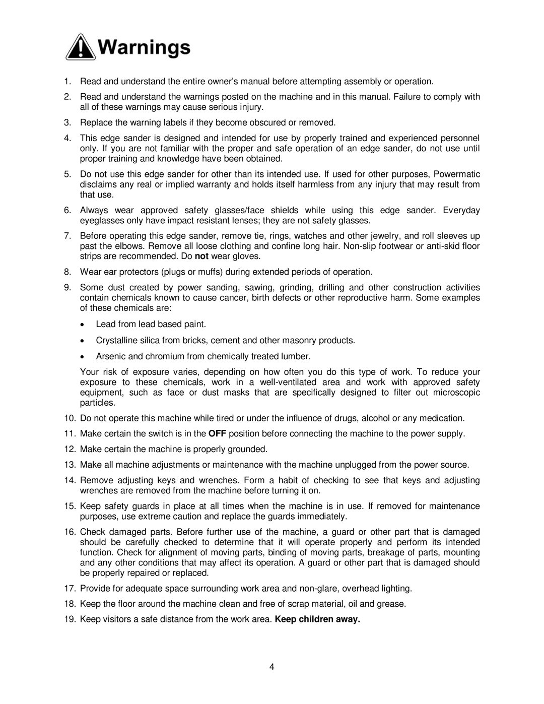 Powermatic OES9138 operating instructions 