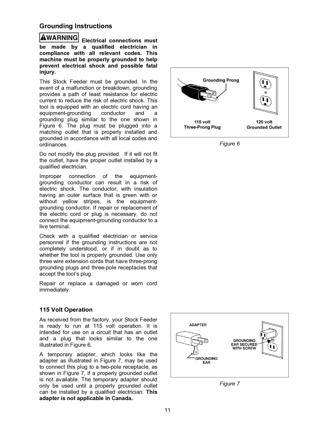 Powermatic PF3-JR operating instructions Grounding Instructions, Volt Operation 