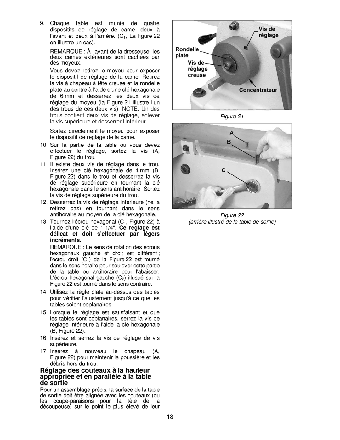 Powermatic PJ-882HH operating instructions Arrière illustré de la table de sortie 