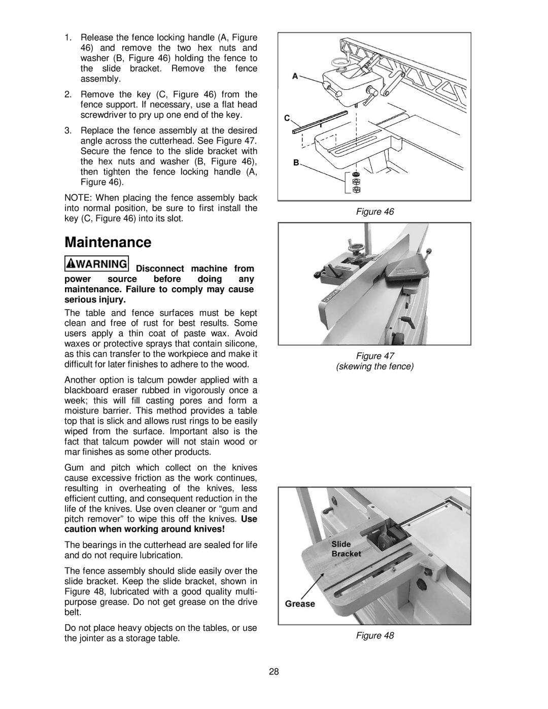 Powermatic PJ-882HH operating instructions Maintenance 