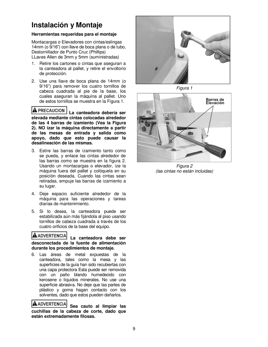 Powermatic PJ-882HH operating instructions Instalación y Montaje, Herramientas requeridas para el montaje 