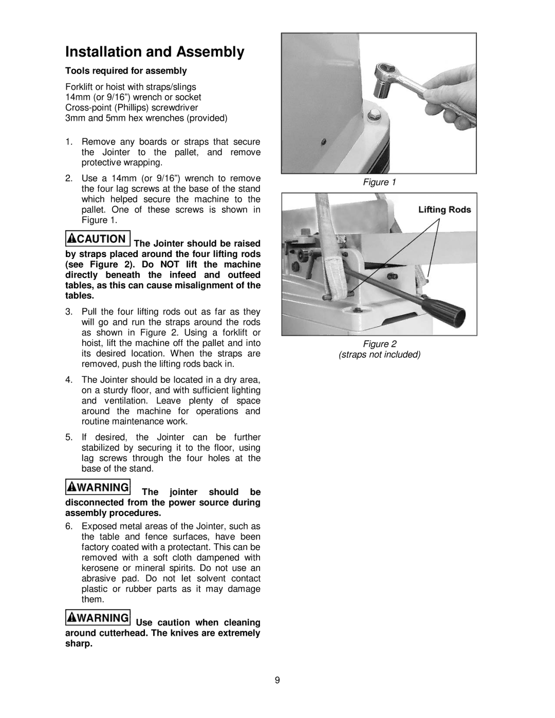 Powermatic PJ-882HH operating instructions Installation and Assembly, Tools required for assembly 