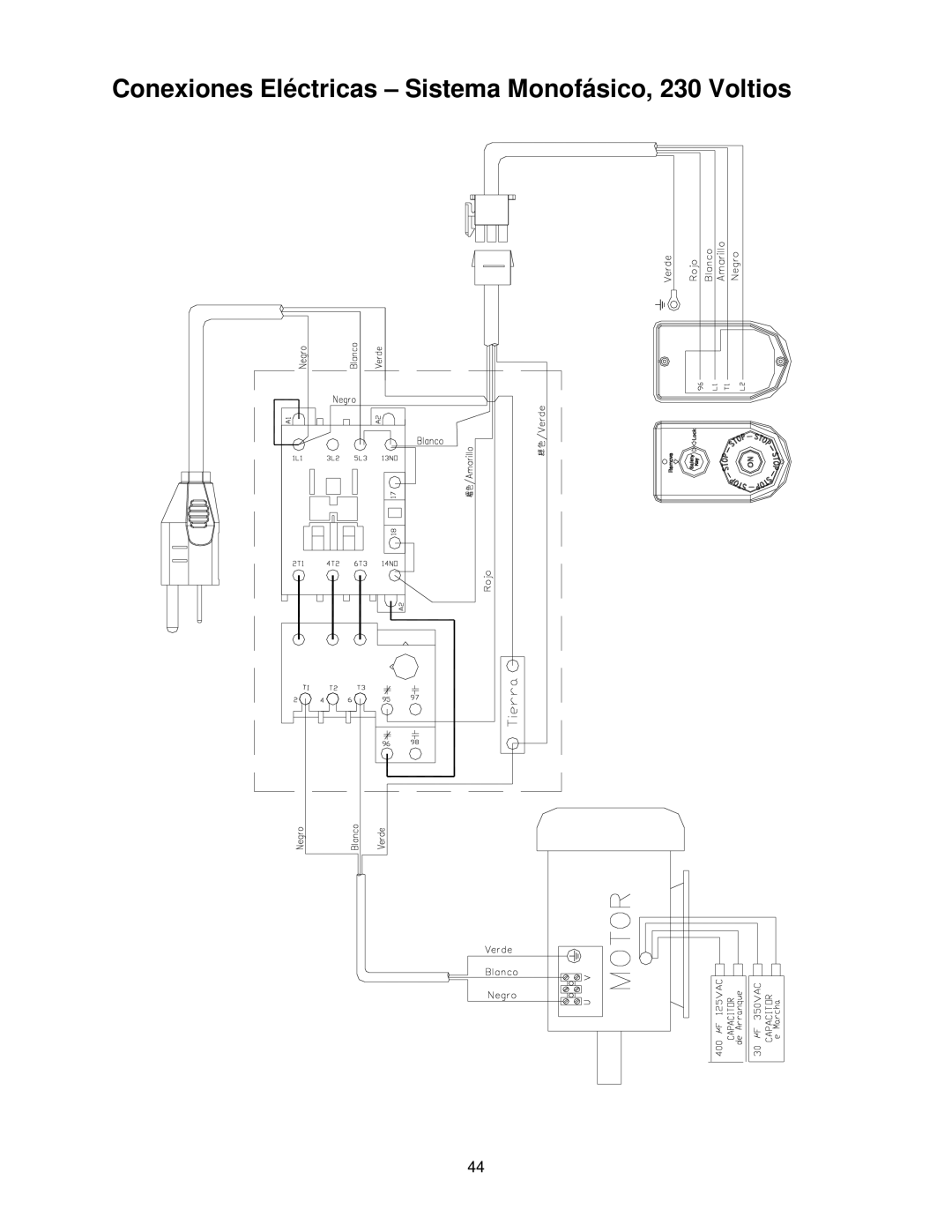 Powermatic PJ-882HH operating instructions Conexiones Eléctricas Sistema Monofásico, 230 Voltios 