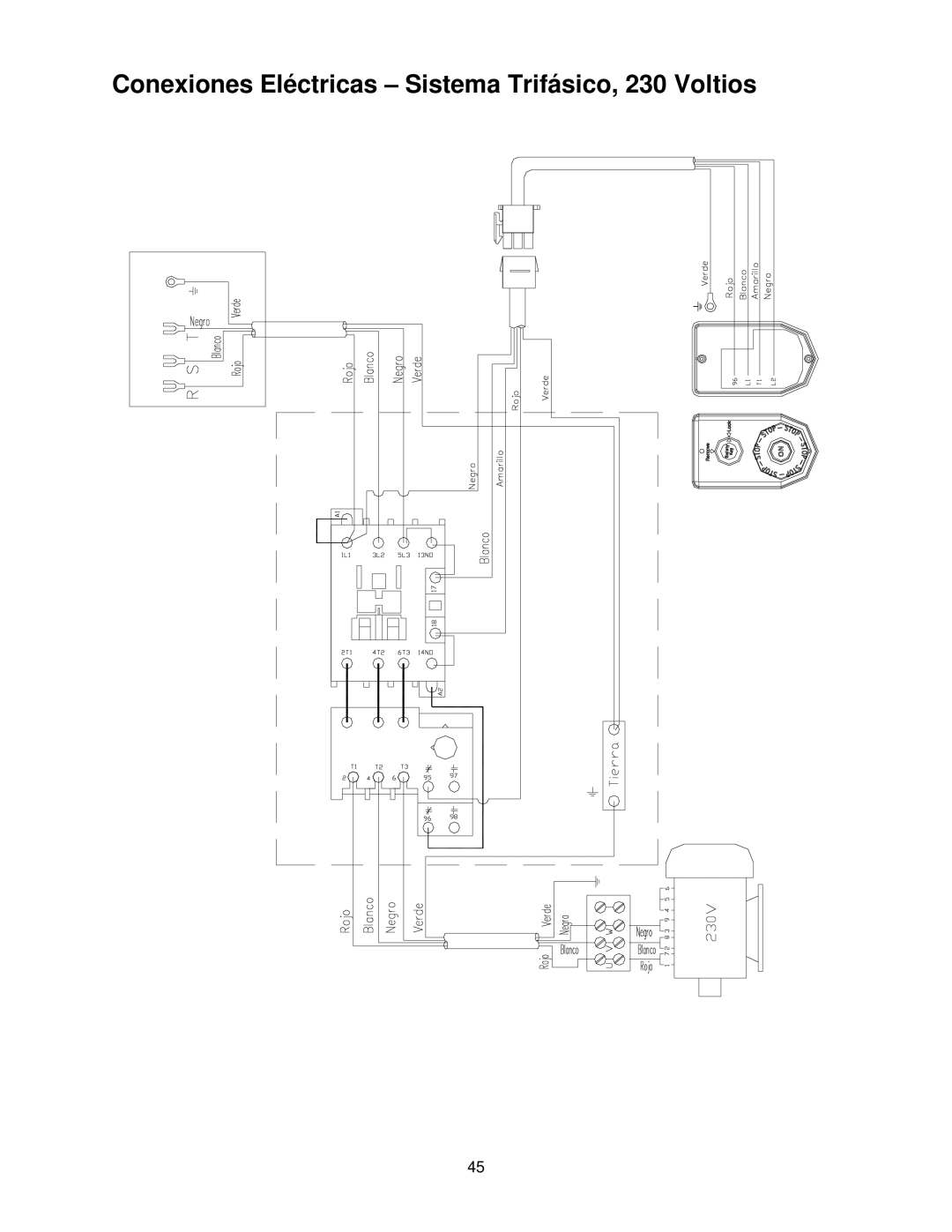 Powermatic PJ-882HH operating instructions Conexiones Eléctricas Sistema Trifásico, 230 Voltios 