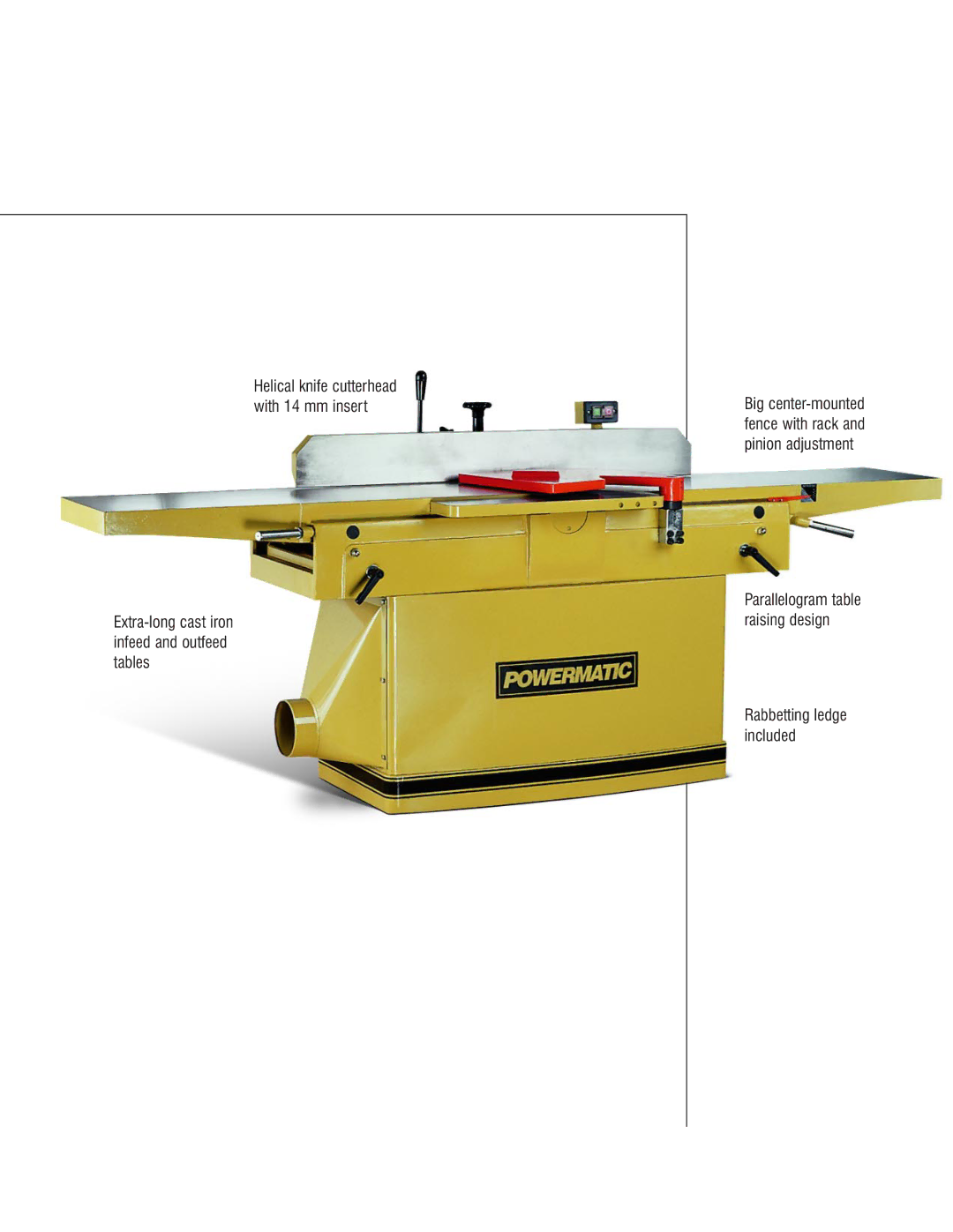 Powermatic PJ1696 manual Rabbetting ledge included 